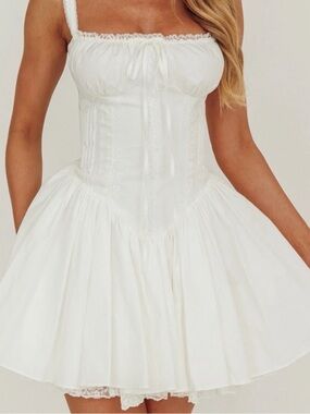 Commence Cream Corset Sundress with Spaghetti Straps